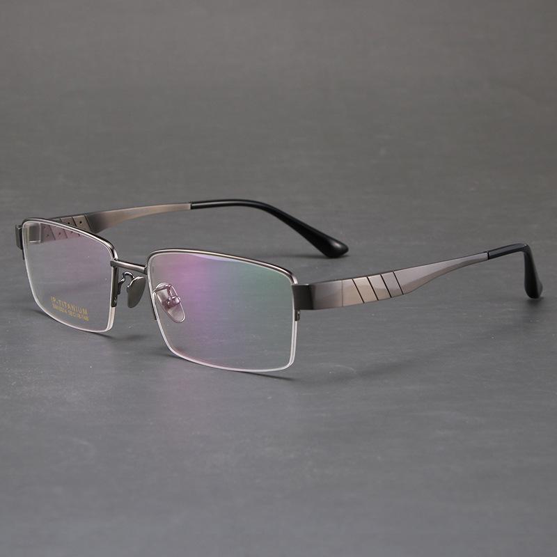 Extra Wide Semi-Rimless Men's Glasses for Myopia & Astigmatism, Large Face Fit, Pure Titanium Frame