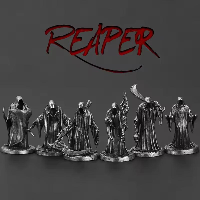 Metal Scythe Reaper Death God Soldier Model Action Figures Toys Board Game Piece Miniature Ornament Accessories Creative Figure