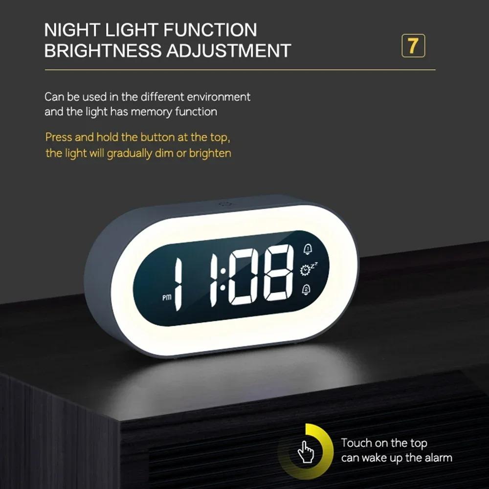 Music LED Digital Alarm Clock  Voice Control Night Light Design Desktop Clocks Home Table Decoration Children's Gift