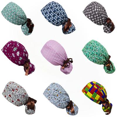 All-Cotton Cartoon Print Bouffant Cap for Female Doctors and Nurses