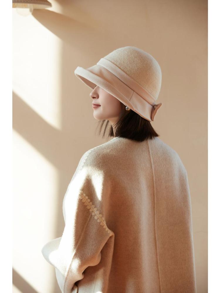 Autumn and Winter Warm Elegant Woolen Basin Hat Retro Bucket Hat Spring and Autumn Windproof Perfect for Cold Weather, Winter Headwear