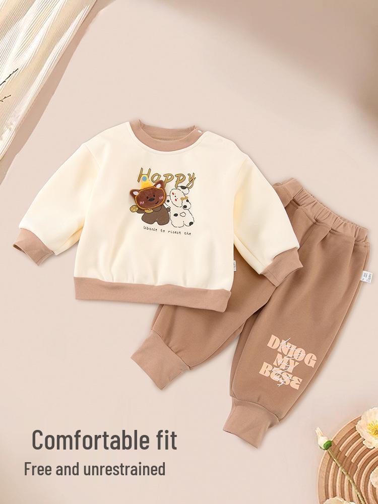 Autumn Winter Plus Velvet Baby Hoodie Set - Warm, Thick, Sport Casual Outerwear