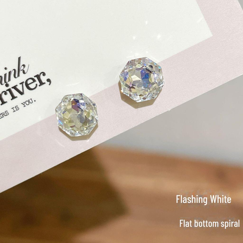 Flashing Millennium Eight-Sided Zircon Rose Ear Studs for Women - Personalized Multi-Faceted Exquisite Design