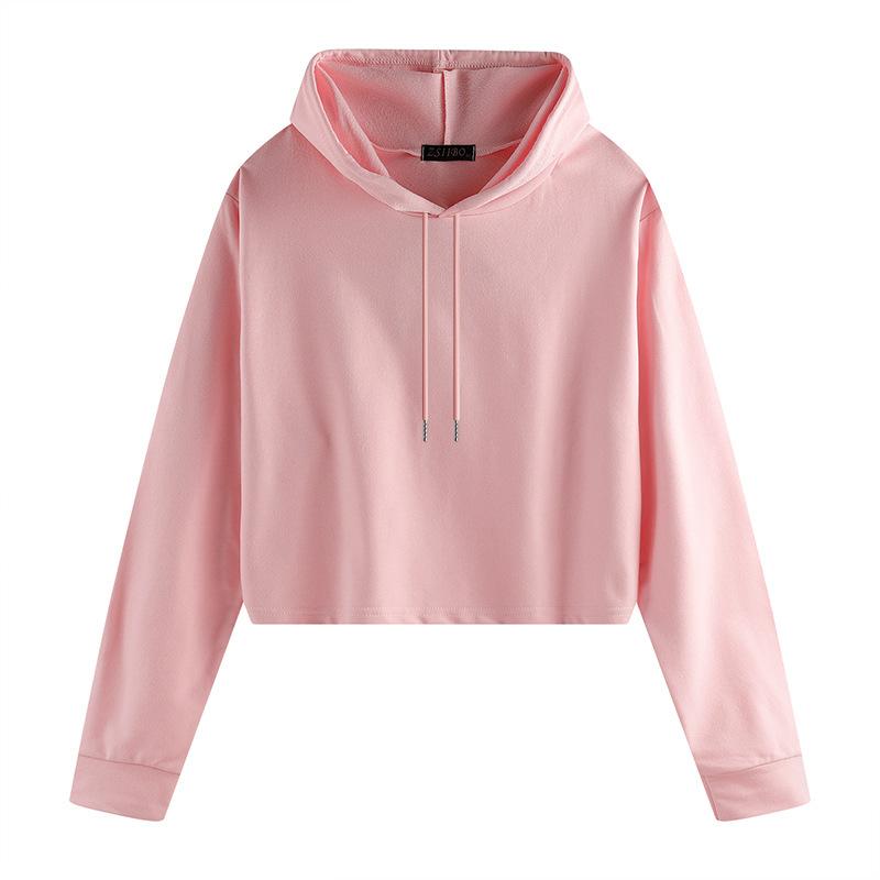 European and American spring and autumn winter hooded casual solid color street warm women's sportswear
