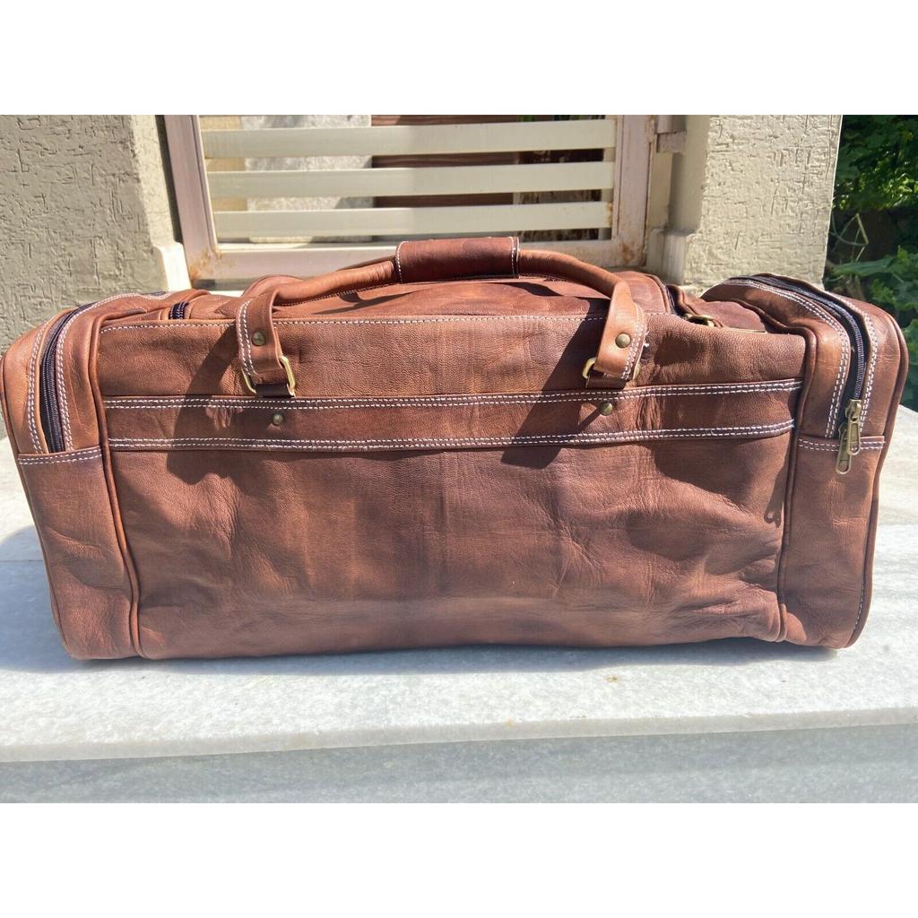 Leather Bag Travel Goat Gym Duffle Luggage Genuine Brown Vintage New Men's Men