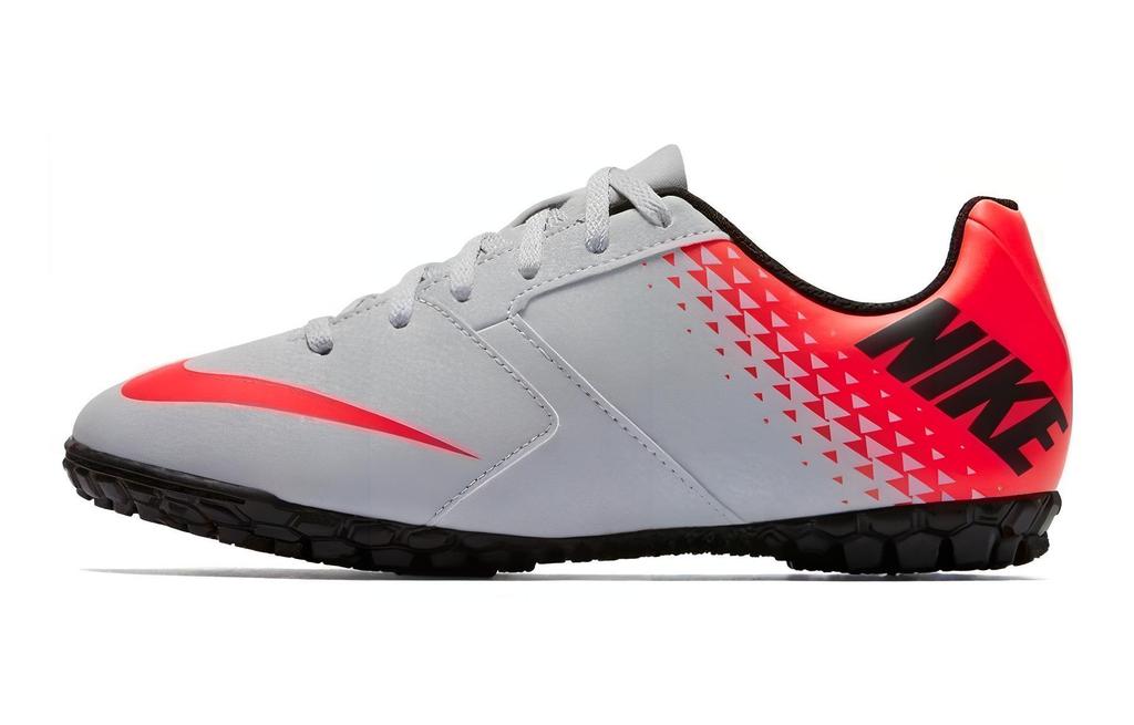 Nike Bomba Slip Resistant Cushioning Abrasion Resistant Low Top Kids' Soccer Shoes Gray Red Kids' 826488-006