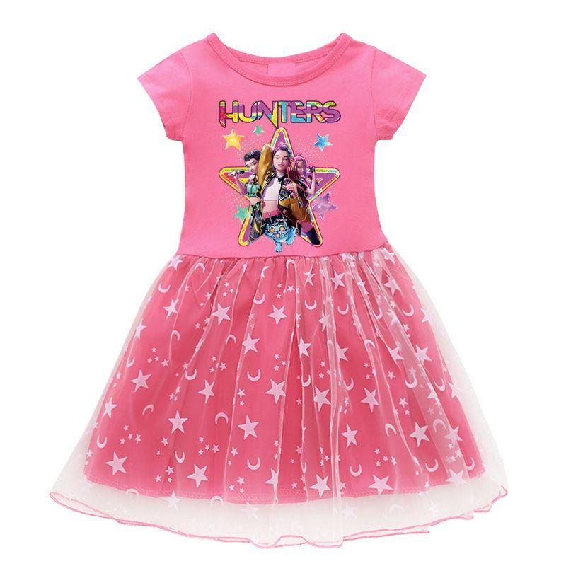 

Мила дитяча сукня Kpop Witch Hunt, літня сукня принцеси з тюлю 150 рожевий червоний колір