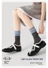 Renaissance Women's Blue-Gray Color Block Mid-Calf Socks - Autumn Winter, Bone-Free, Simple Style