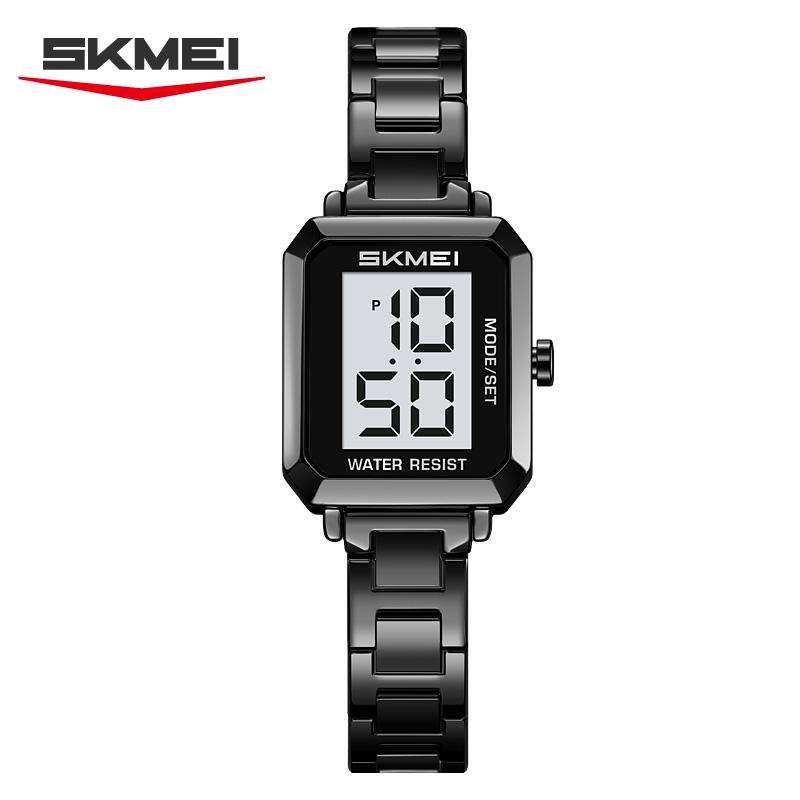SKMEI 2581 Retro Square Elegant Lady's Digital Watch Small Dial Multifunction Chic Trendy Electronic Clock Gift