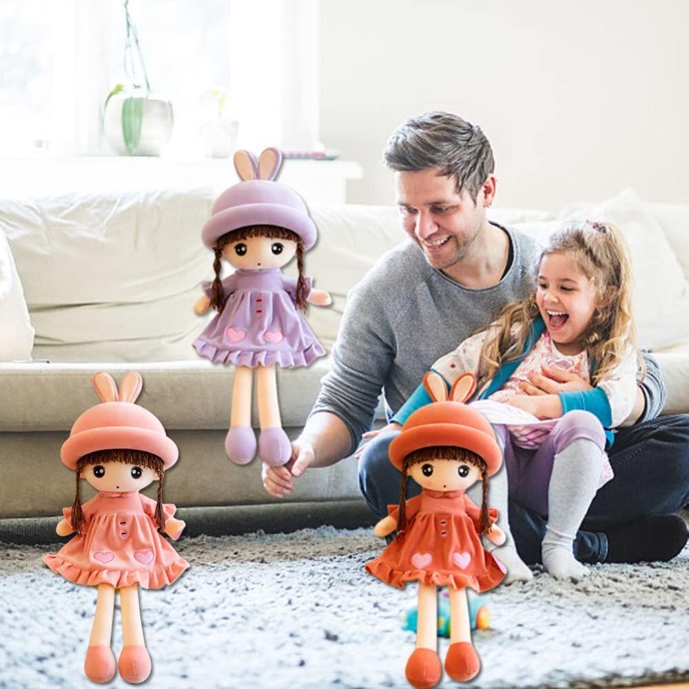 Cozy Cuddle Soft Plush Baby Doll Girl with Hat Skirt Plush Baby Doll Cute Sweetheart Rag Doll Gift
