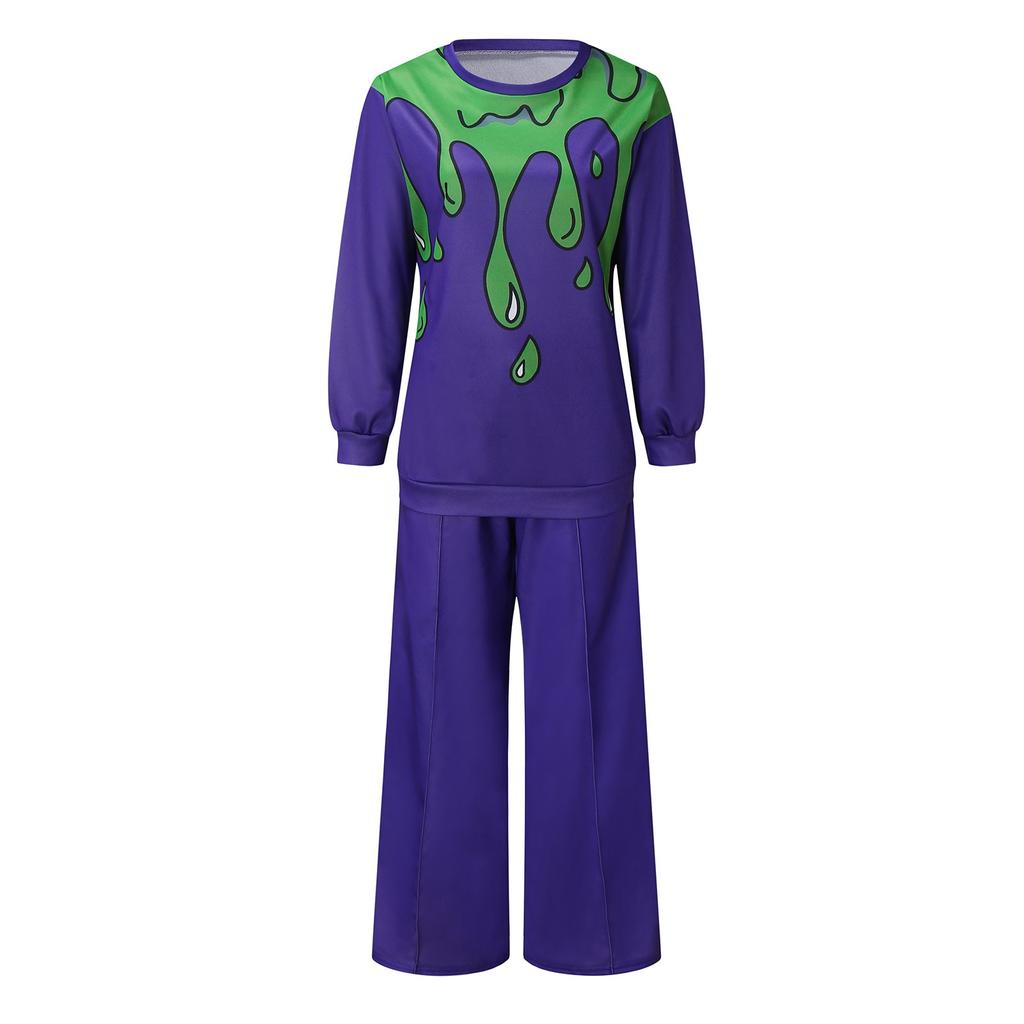 Fashion Keep Warm Winter Womens Printed Long Sleeve Tops+Long Pants 2 Piece Set