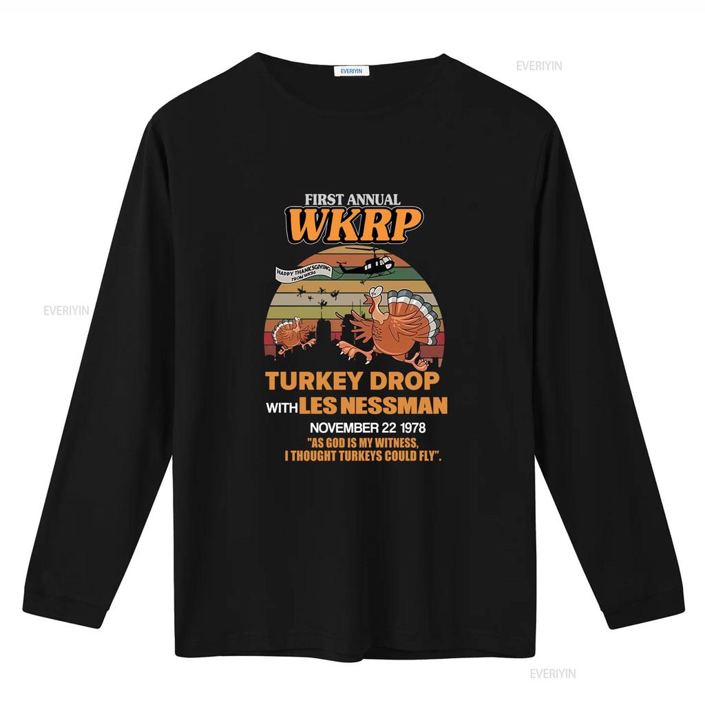 Thanksgiving Vintage Style Funny First Annual WKRP Turkey Drop Les Nessman T Shirt vintage Washed Top For Everyday Wear Casual