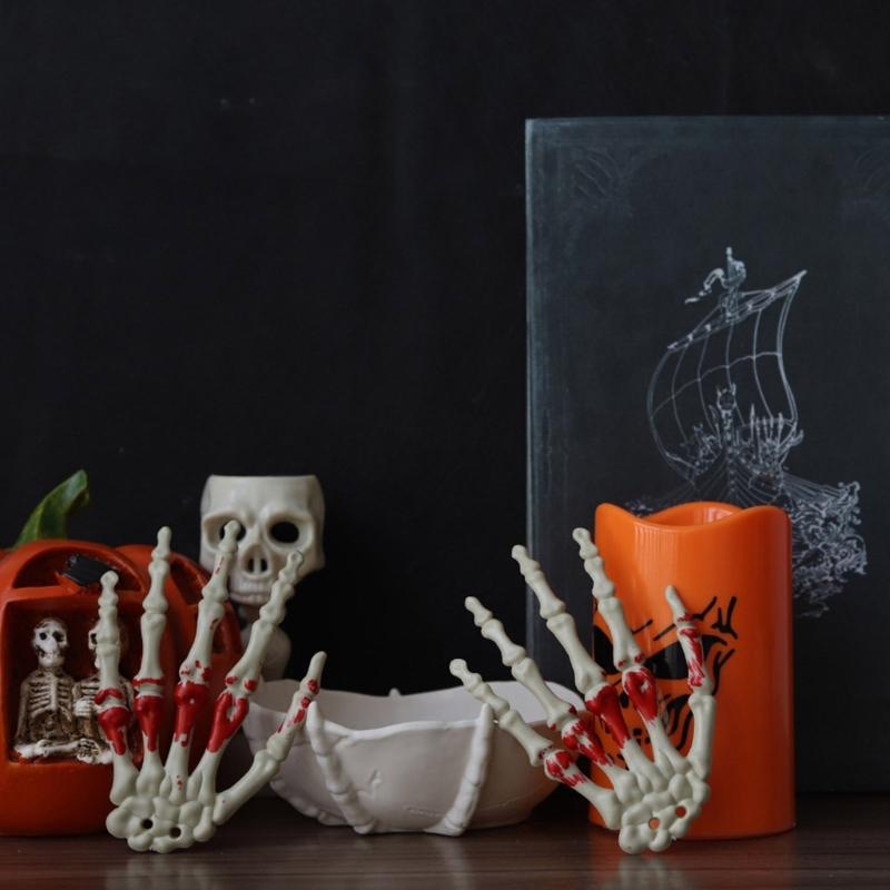 Halloween Skeleton Hands Realistic Life Size Severed Human Hand Bone Plastic Skeleton Hands Halloween Decorations Props