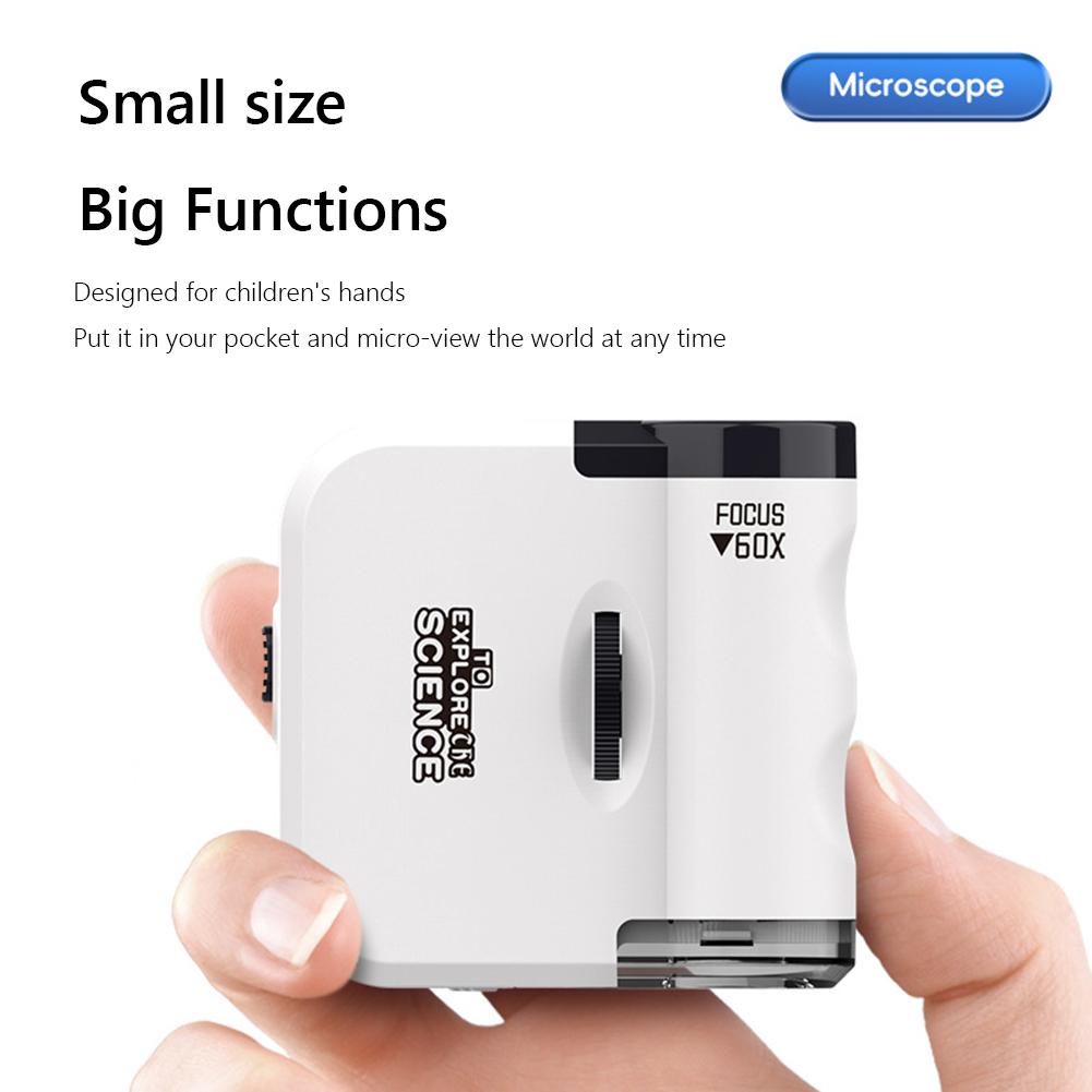 60X MicroMini Portable Microscope with UV Handheld Microscope with LED Flashlight Mini Microscope for Student Science Lab
