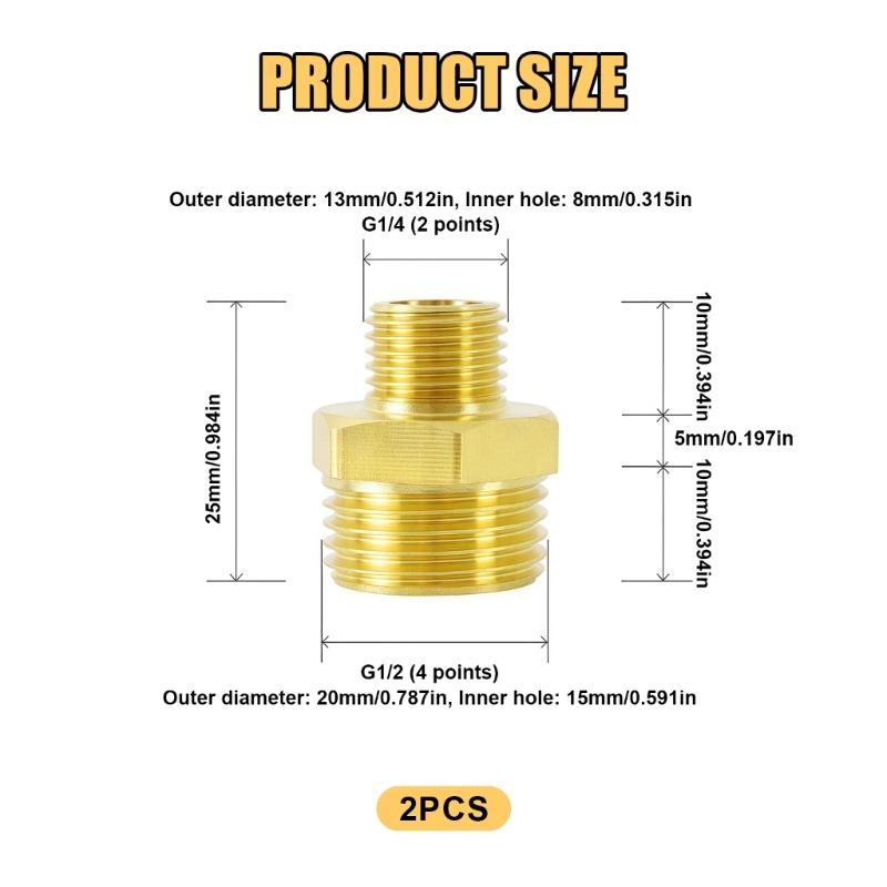 Strong Double Male Threaded Brass Fitting Universal Pipe Connector Univsersal Pipe Adapter for Home & Industrial Use