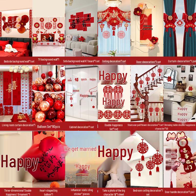 Complete Wedding Room Decoration Set: Bride & Groom's Bedroom Decor Essentials