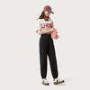 Li Ning Sports Lifestyle Series Solid Color Mid Waist Breathable Versatile Jogger Knit Sports Pants Women bottoms Black AKLV202-2