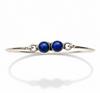 Lapis Lazuli 925 Sterling Silver Bangle, Twin Round Gemstone Bracelet, Minimalist Jewelry for Women