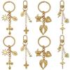 Antique Silver/KC Gold Heart Wings Cross Keychain Pendant