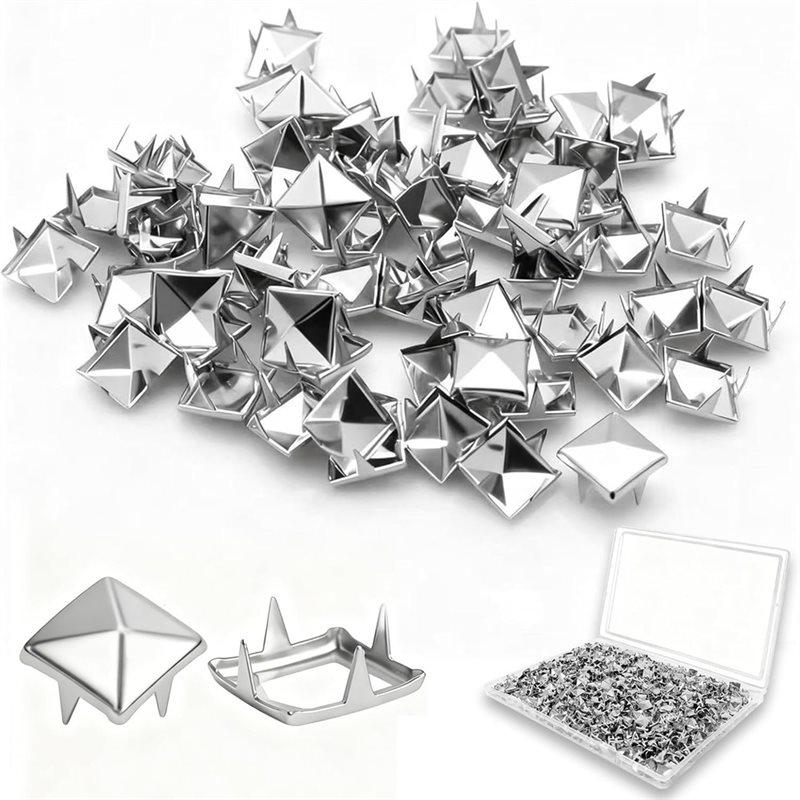 2025 Trend Jacket For Clothing Decoration, 500PCS 10Mm 4-Prong Square Spikes- Metal Pyramid Studs In Punk Style Rivets For Craft