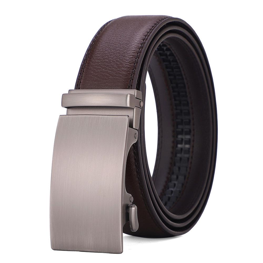 Men's Genuine Leather Automatic Buckle Belt - Cowhide Casual Waist Belt for Pants