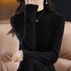 Knee-length Sweater Dress Women's Half Turtleneck Knitted Long Dress Slimming Mid-length Knitted Sweater for Autumn and Winter