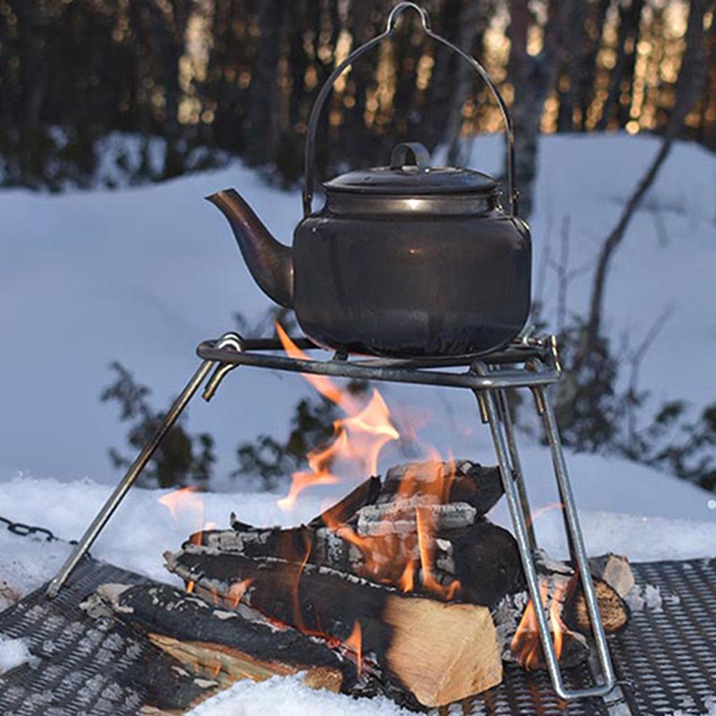 Rustfritt Stål Bålrist Bærbar Sammenleggbar Camping Gryteholder Rist Vandring Ryggsekktur Panne Stativ Holdbar