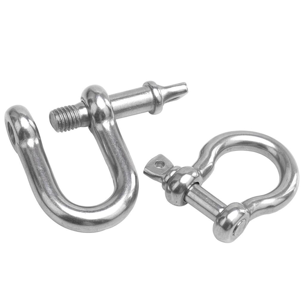 304 Stainless Steel Bow Shackle - Tow Hook, Marine Rope Ring, Chain Lifting Rigging Connector
