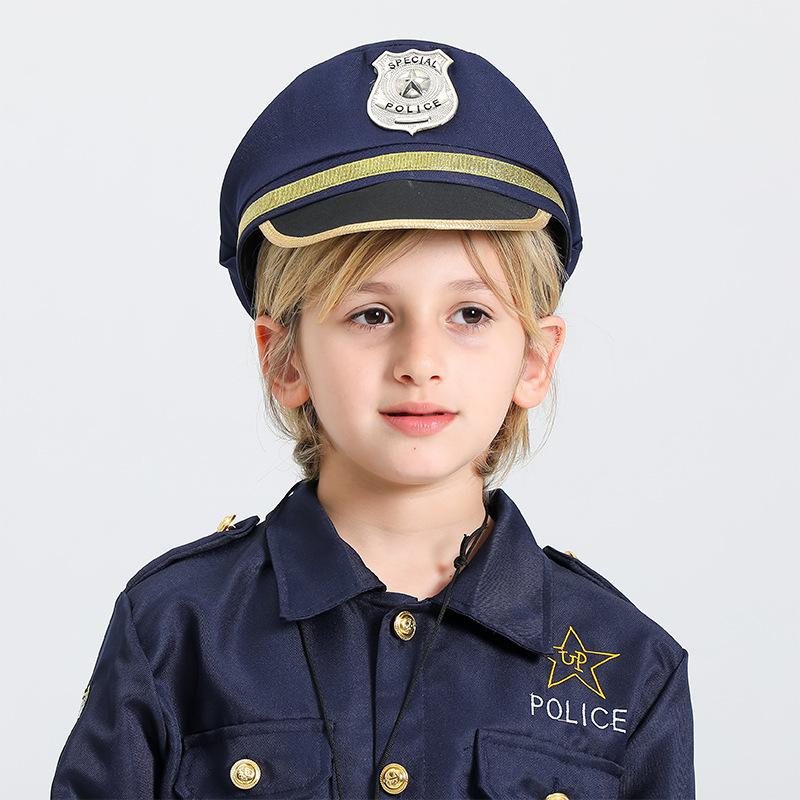 Kids Police Costume Set Halloween Cosplay Outfit Cos Party Performance Suit for Boys Role Play