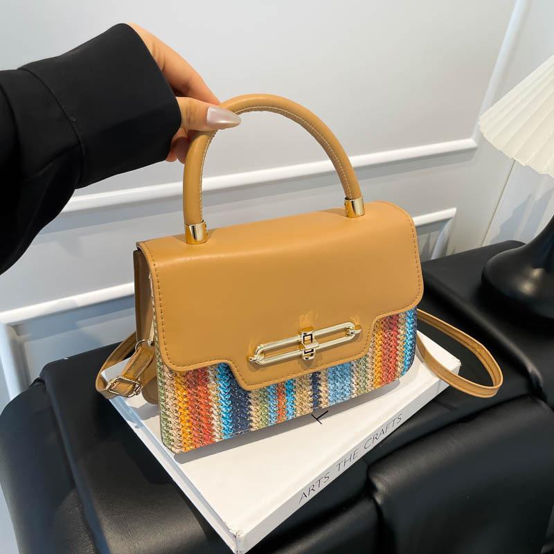 2025 trendy new fashion simple design popular contrasting colors foreign style casual shoulder crossbody portable small square bag