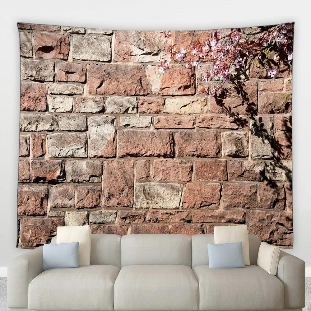 Retro Old Red Brick Wall Tapestry Country Town Street Art Hippie Background Wall Hanging Home Decor Living Room Bedroom Curtain