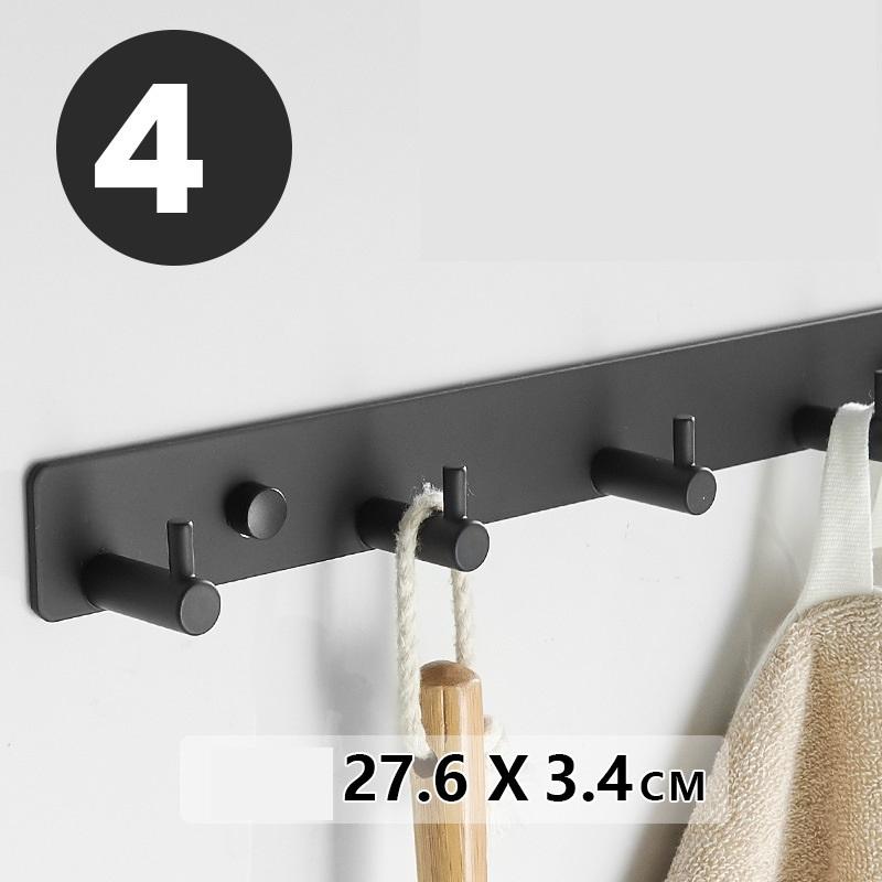 

Aluminum Alloy Wall Hooks, Available in Adhesive and Drill-Free Installation Options M type 4 hooks чёрный