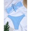 Women's High Waist Plus Size Swimsuit Bikini Color Splicing Pleated Split Two Piece Swimsuit