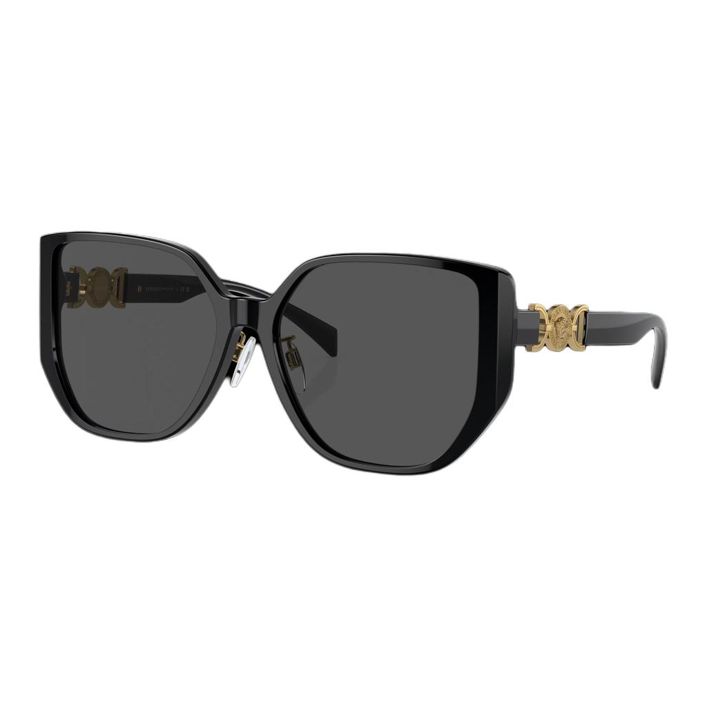 Versace Sculptural Design Acetate Square Sunglasses Unisex Sunglasses Black VE4449D
