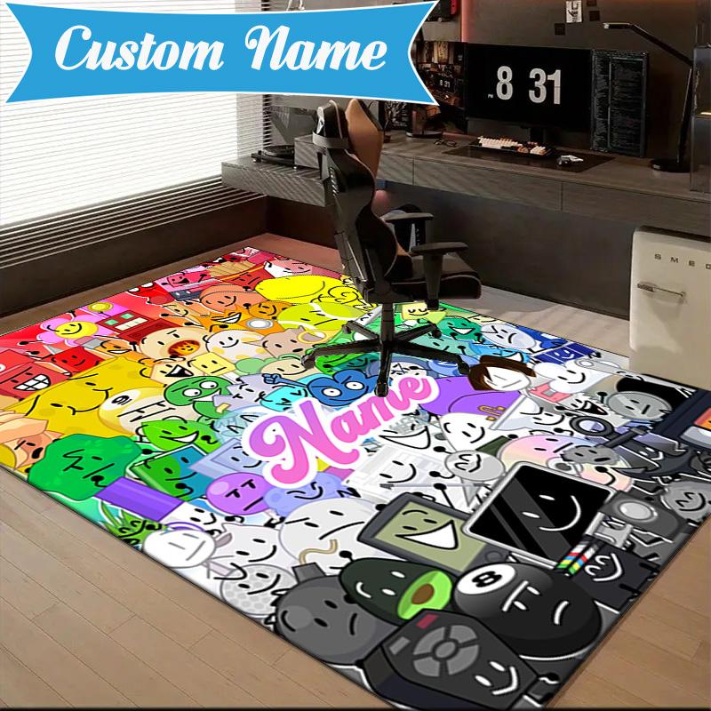 Custom Name Cartoon Dream Island Rug for Living Room, Game Rooms, Office, Bedroom, Floor Mat Playful Design, fan gifts Christmas decor