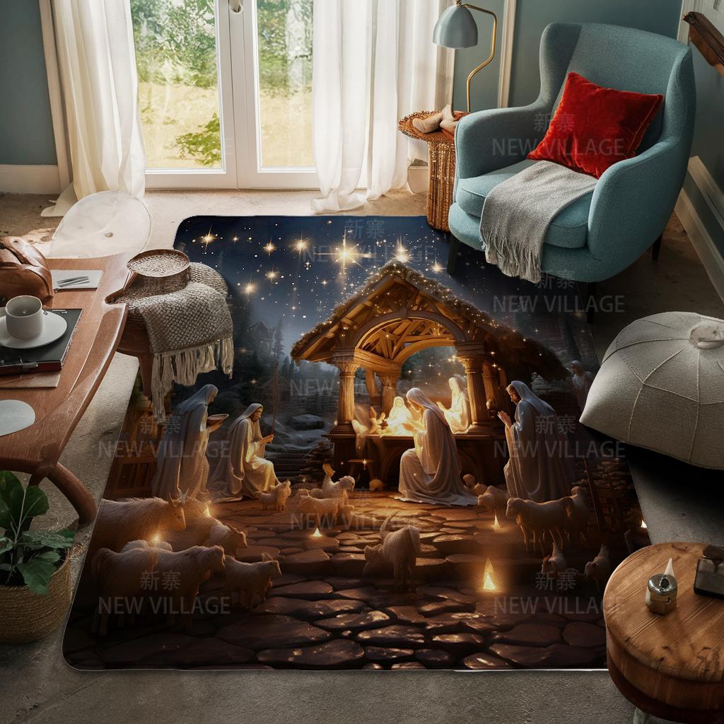 House Entrance Carpet Home Door Mat Living Room Bath Foot Bathroom Non-slip Water Absorption Rugs Bath Merry Christmas Winter