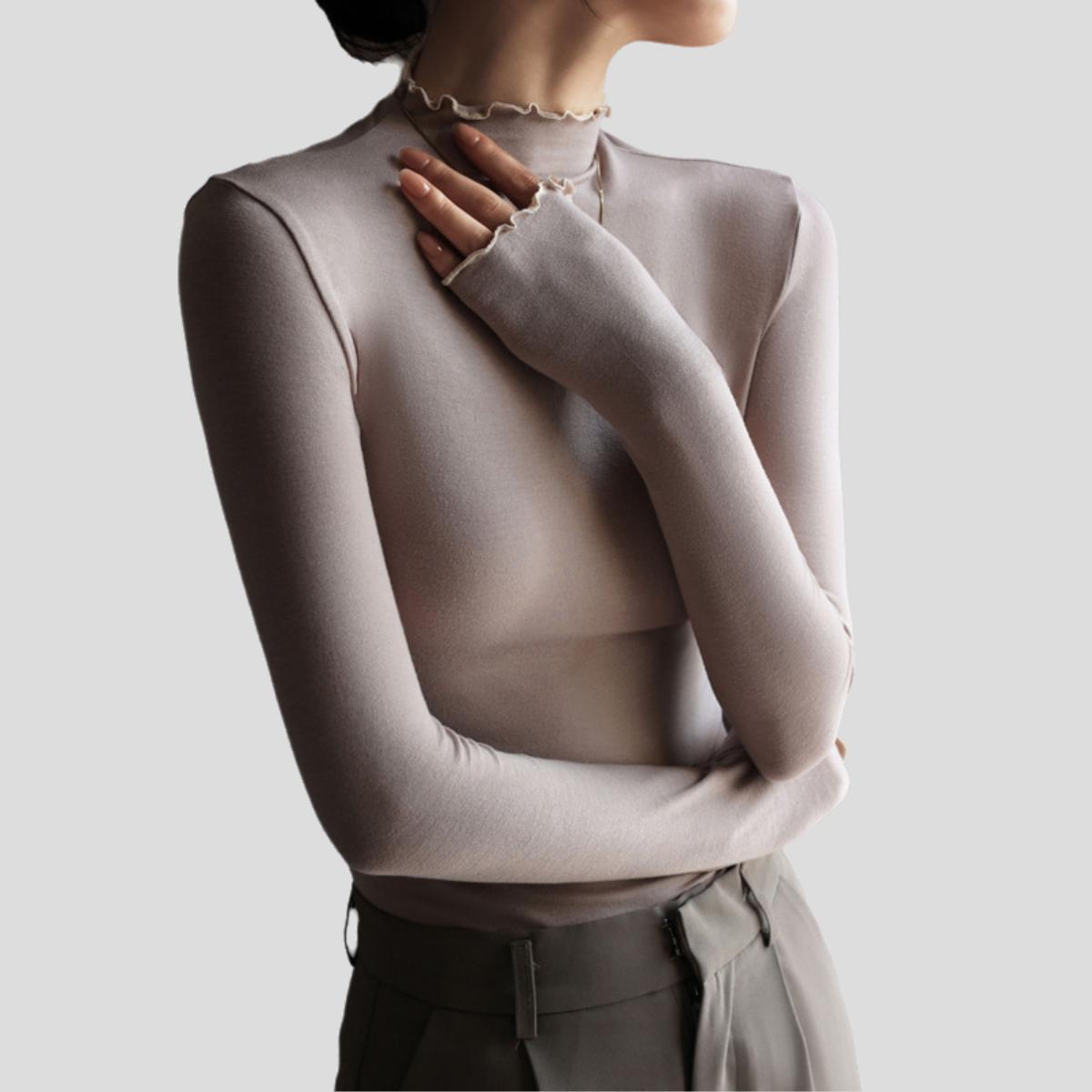 

Простая женская модальная базовая рубашка однотонная базовая рубашка-пуловер прилегающего кроя с длинным рукавом высокоэластичная футболка XL серо-коричневый