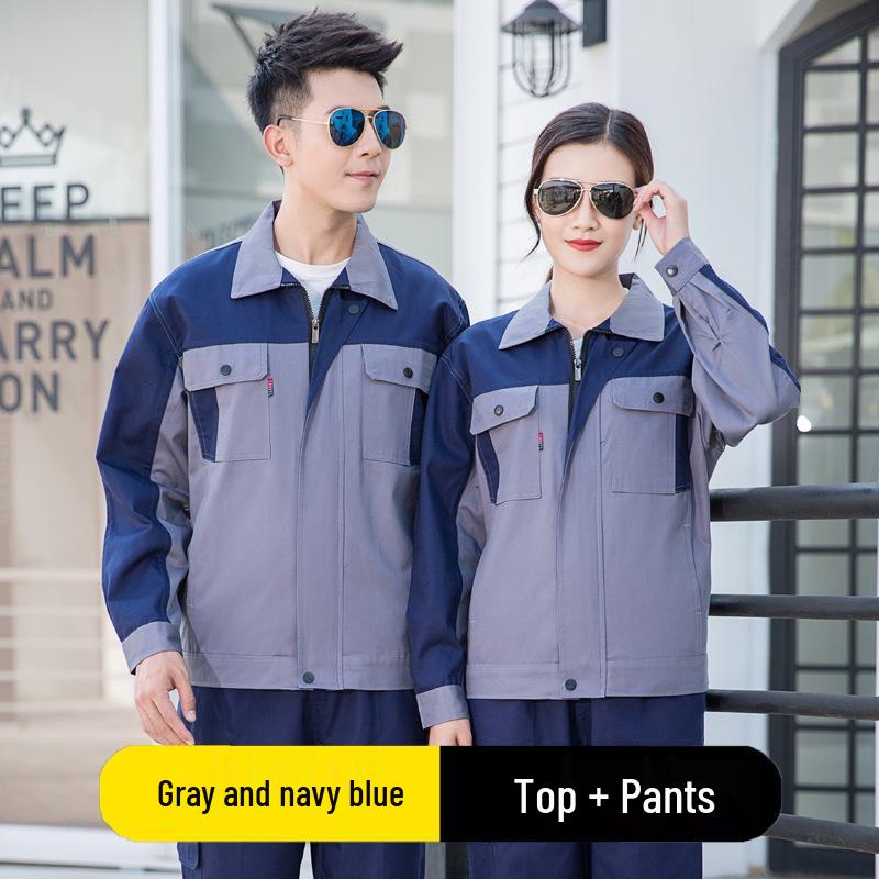 Men's Flame-Retardant Autumn/Winter Welding Workwear Set - Durable, Dirt-Resistant, Anti-Scald, Long-Sleeve Cotton Clothing for Auto Repair.