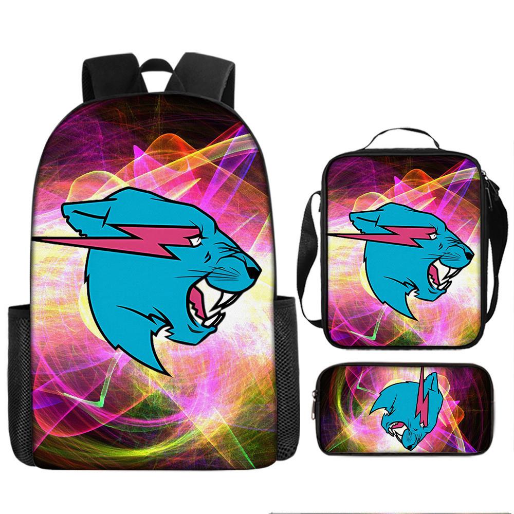 Mr Beast Lightning Cat 3d Print School Backpack With Breathable Oxford Fabric For Kids