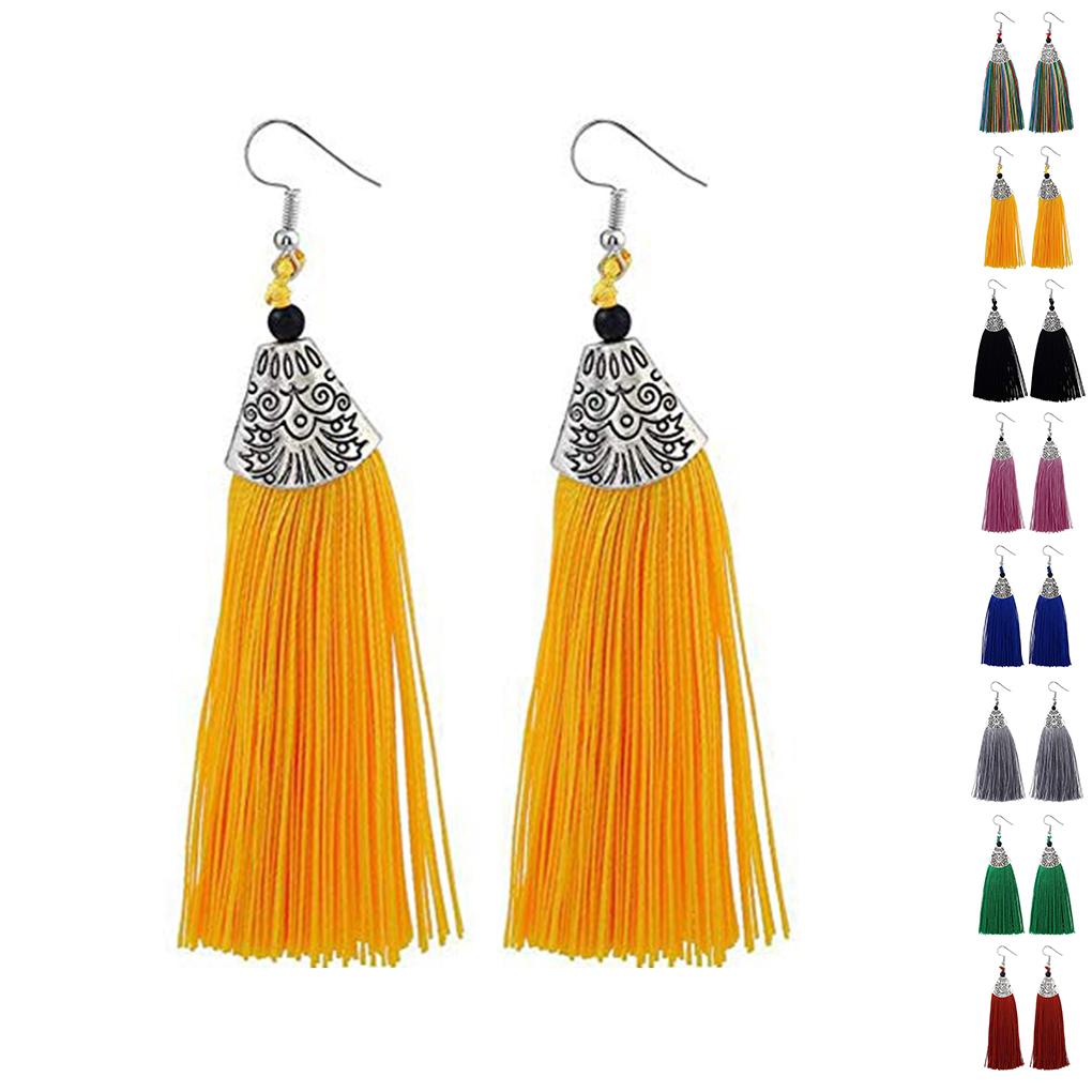 Fish Mouth Decor Colorful Thread Tassel Dangle Women Bridal Earring Ear Stud