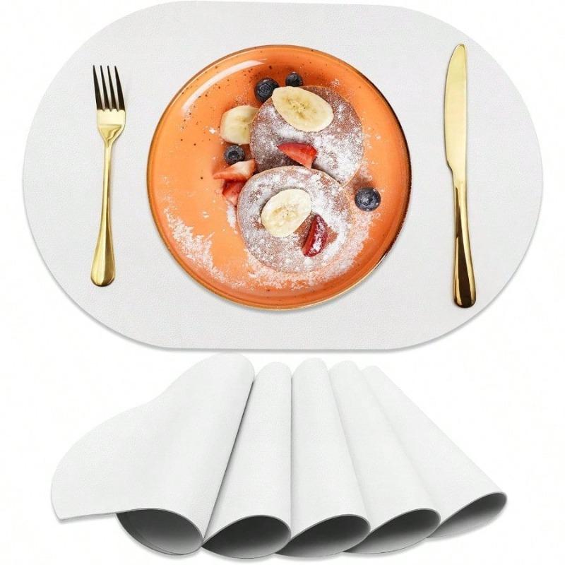 6pcs Artificial Leather Placemats Heat-resistant and Easy To Clean and Wipe Suitable for Kitchens Restaurants and Terraces.