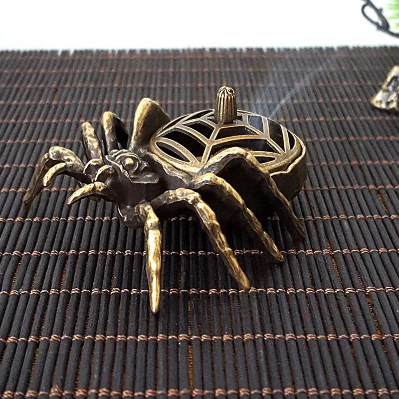 1pc Portable Alloy Retro Spider Auspicious Cloud Incense Tablet Burner Fragrance Chip Burner Halloween Decor (Without Incense)