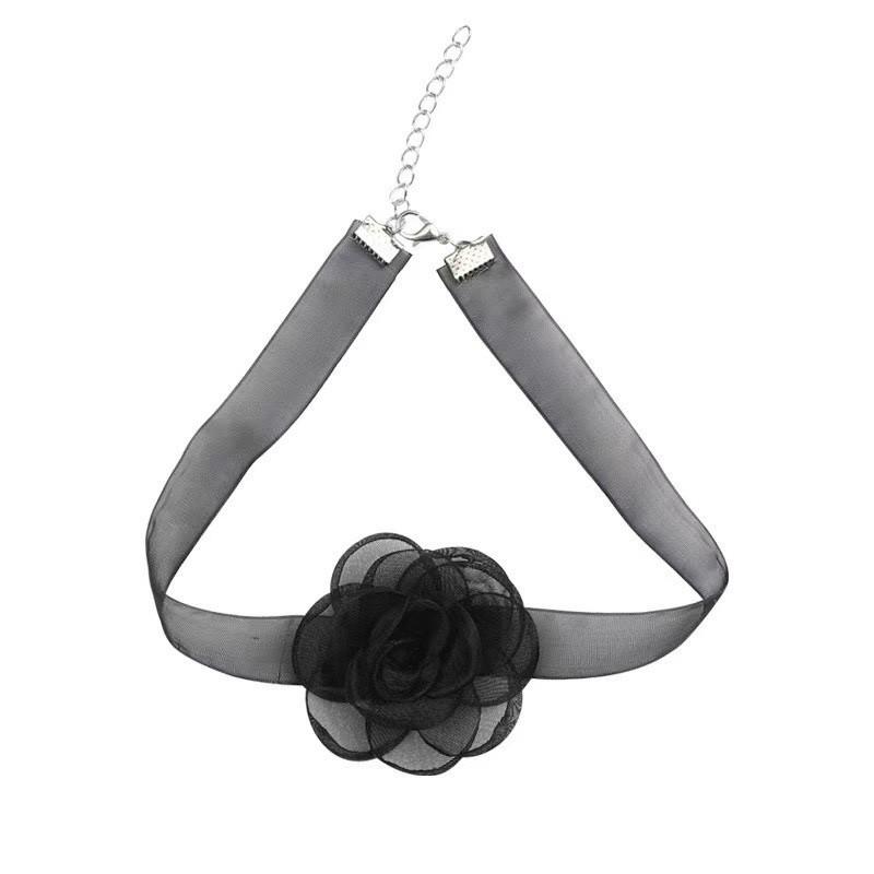 Collier Camélia Corde Femme Chaîne Clavicule Chaîne de Cou Ras du Cou Fleur Collier Tour de Cou Bijoux de Cou Accessoires Collier