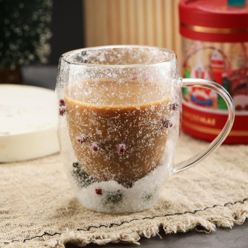 Christmas milk coffee star  cup double-layer insulated high boron glass Christmas cup