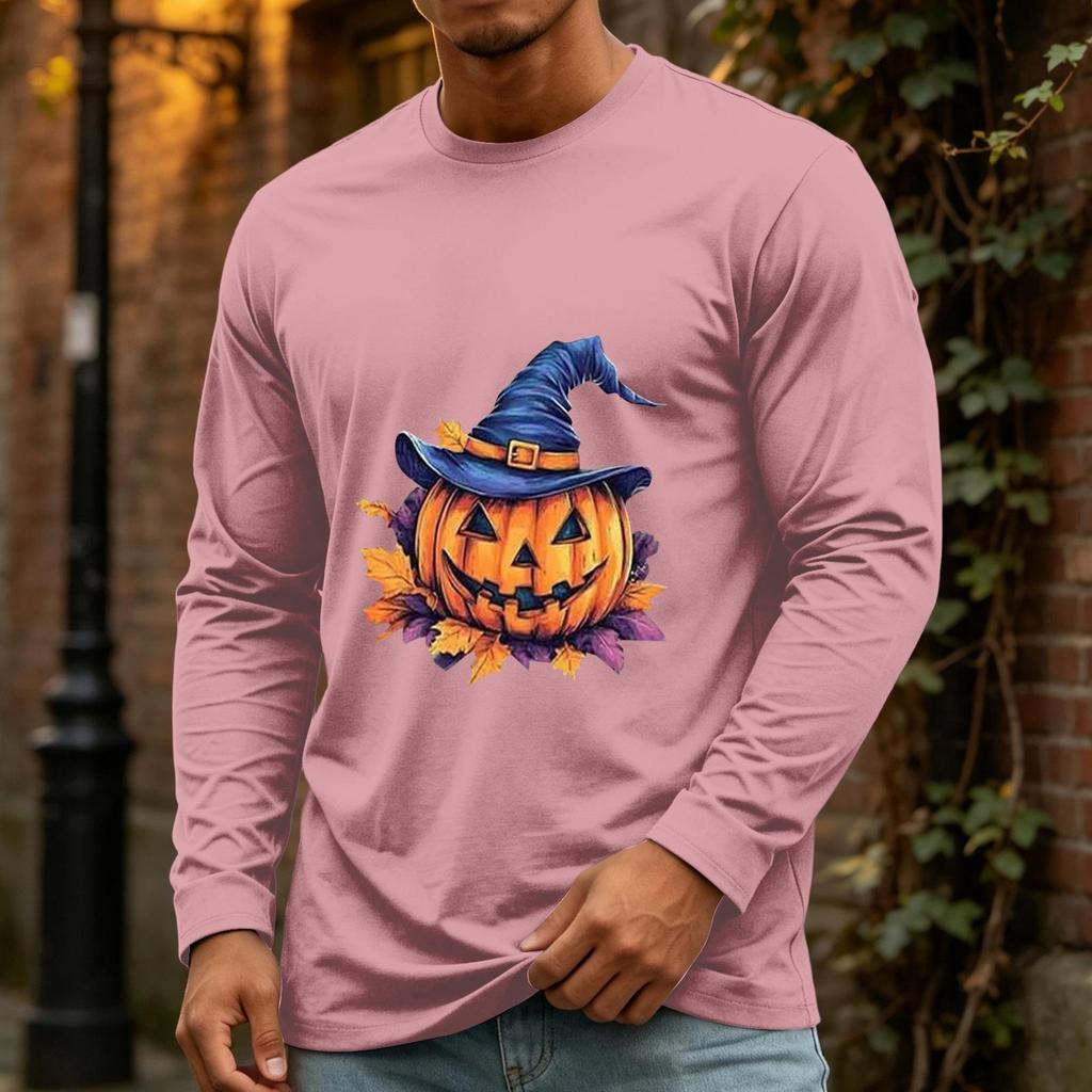 T-shirt Pull Longues Manches Col Rond Décontracté pour Homme pour Fête et Vacances d'Halloween