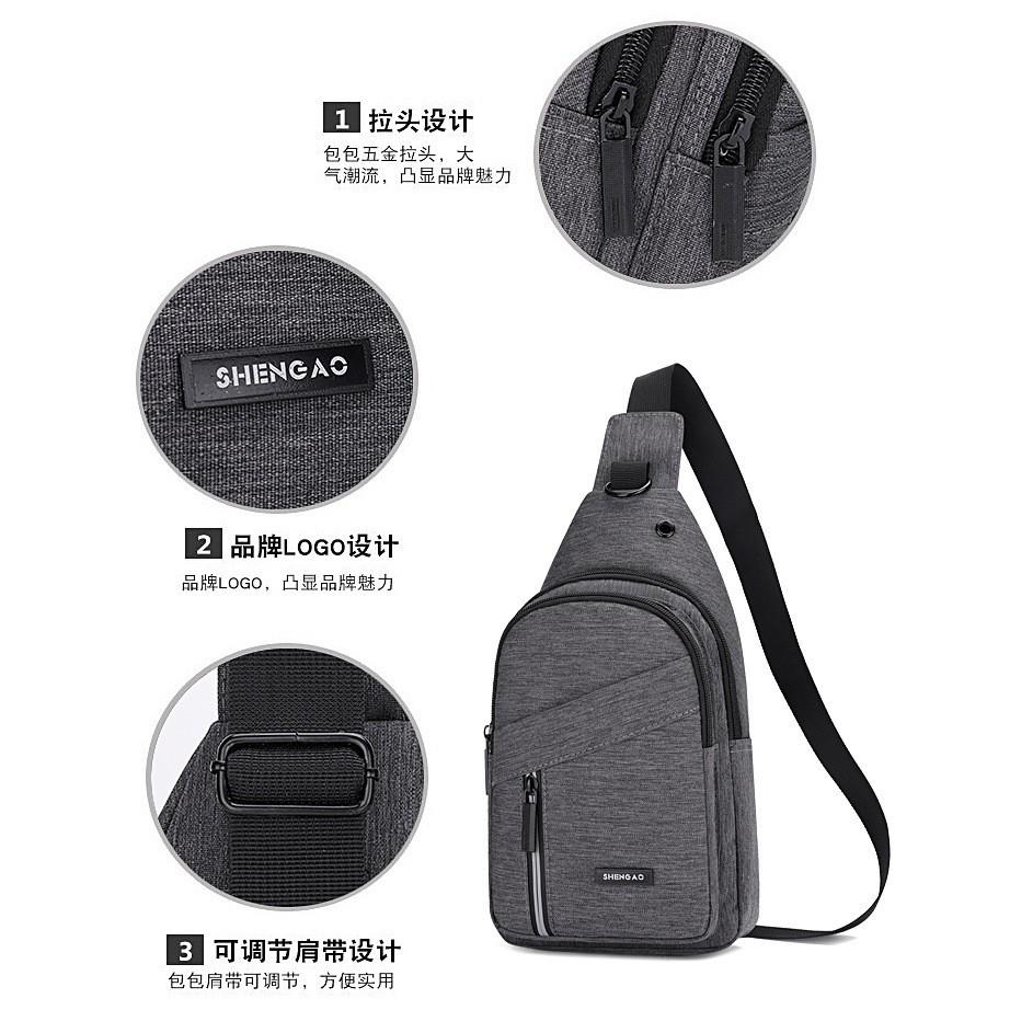Men's Casual Breast Bag, Trendy Oblique Span Bag, Multi-layer Oxford Cloth Large-capacity Breast Bag.