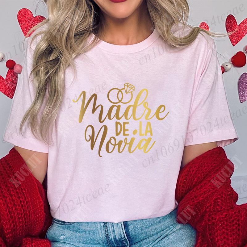 Spanish Printing Father Mother of The Bride T-shirt Team Bride Maid T-shirt Bridal Shower Wedding Bachelorette Party Y2k Tops