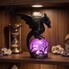 Fantasy Collection Item Gothic Dragon Night Light Resin Statue with Purple Glowing Crystal Unique Holiday Gift for Lovers Sphere Table Lamp