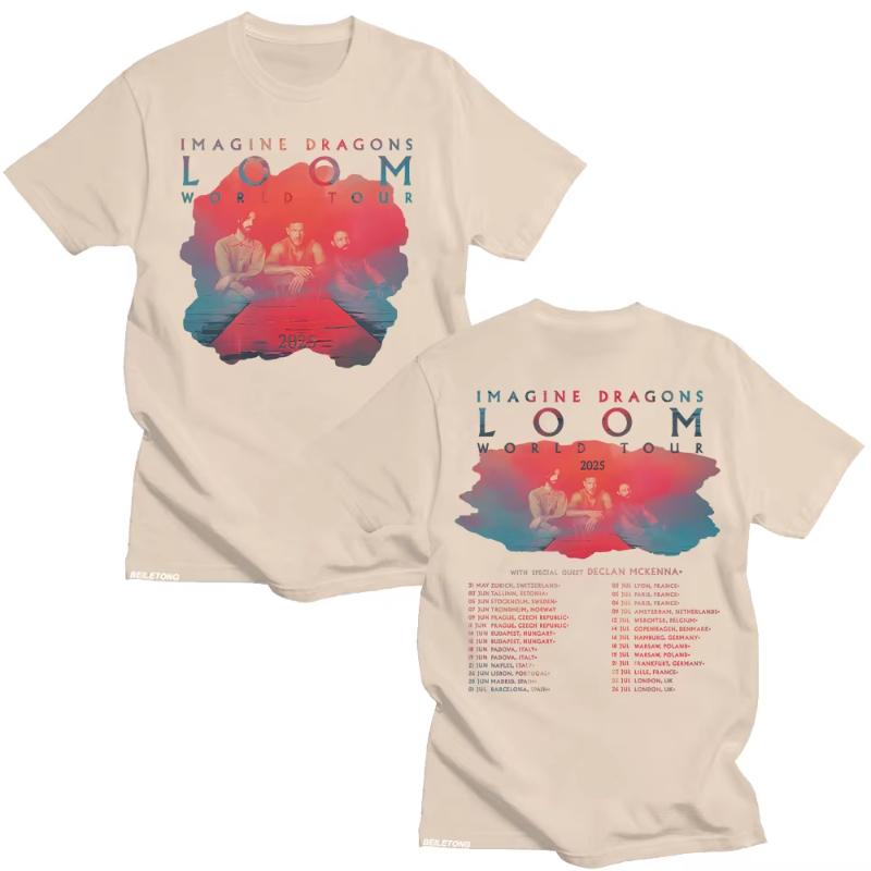 

Imagine Dragons Группа Loom Тур 2025 Новые Футболки Мужские Женские Мода Хип-Хоп Ретро Футболка Хлопок Свободная Короткий Рукав Эстетичная Футболка S разноцветный