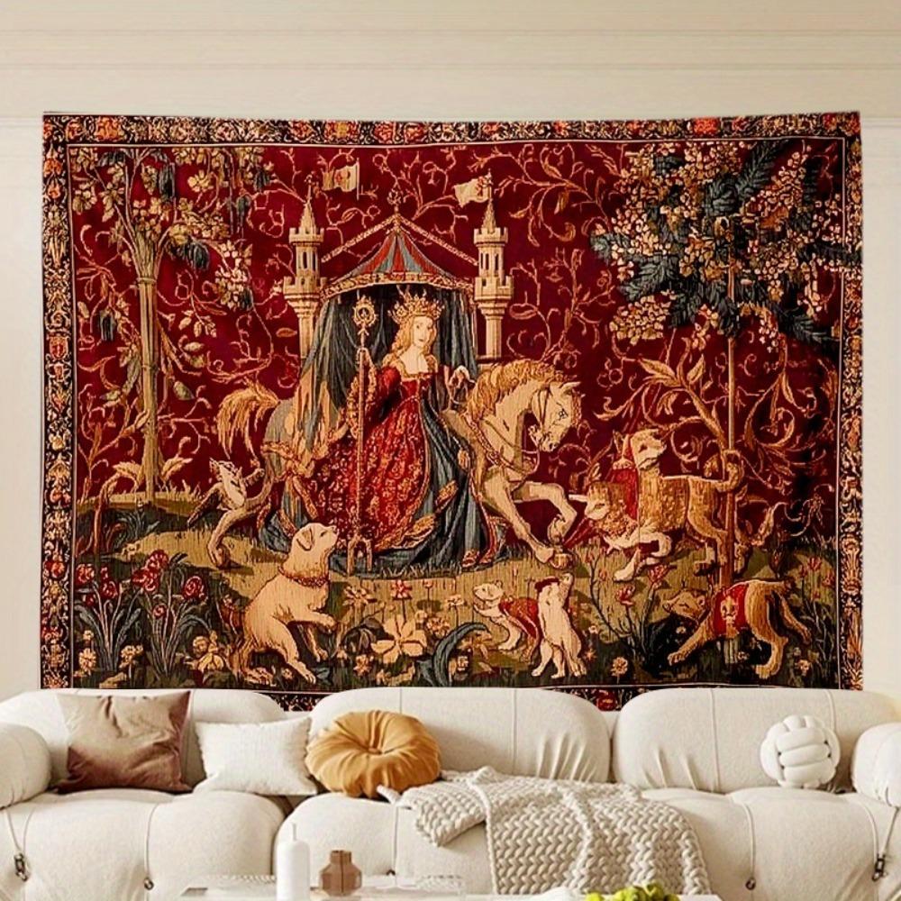 

Tapestry Multiple Sizes Printed Medieval Noble Life Scene Vintage Art Polyester Room Patio Studio Home Celebration Indoor 74x94cm(29x37in)